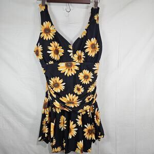 Women's XL, Sunflower Swimsuit, One Piece, Dress Style